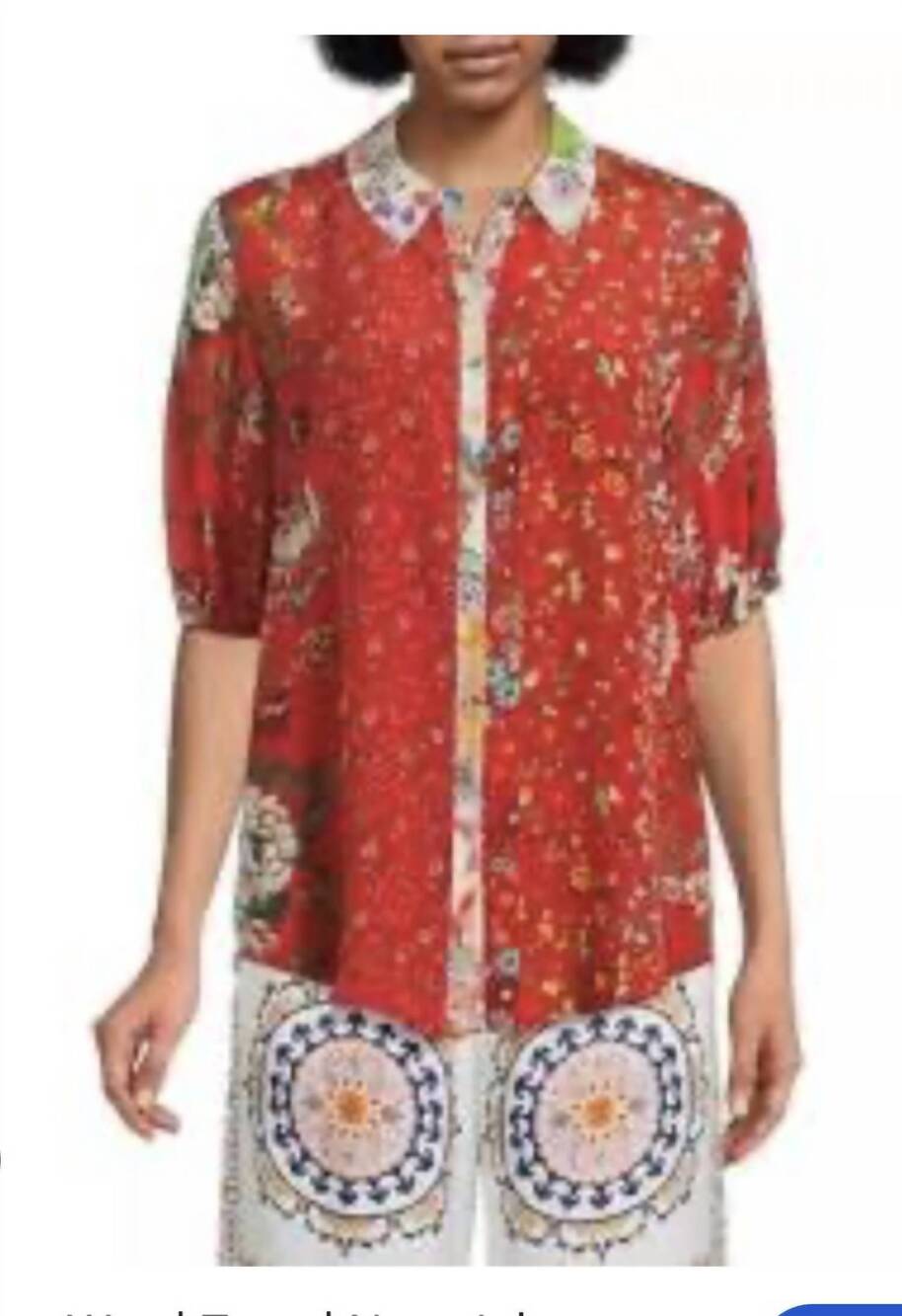 NEW JOHNNY WAS steph button up in red floral